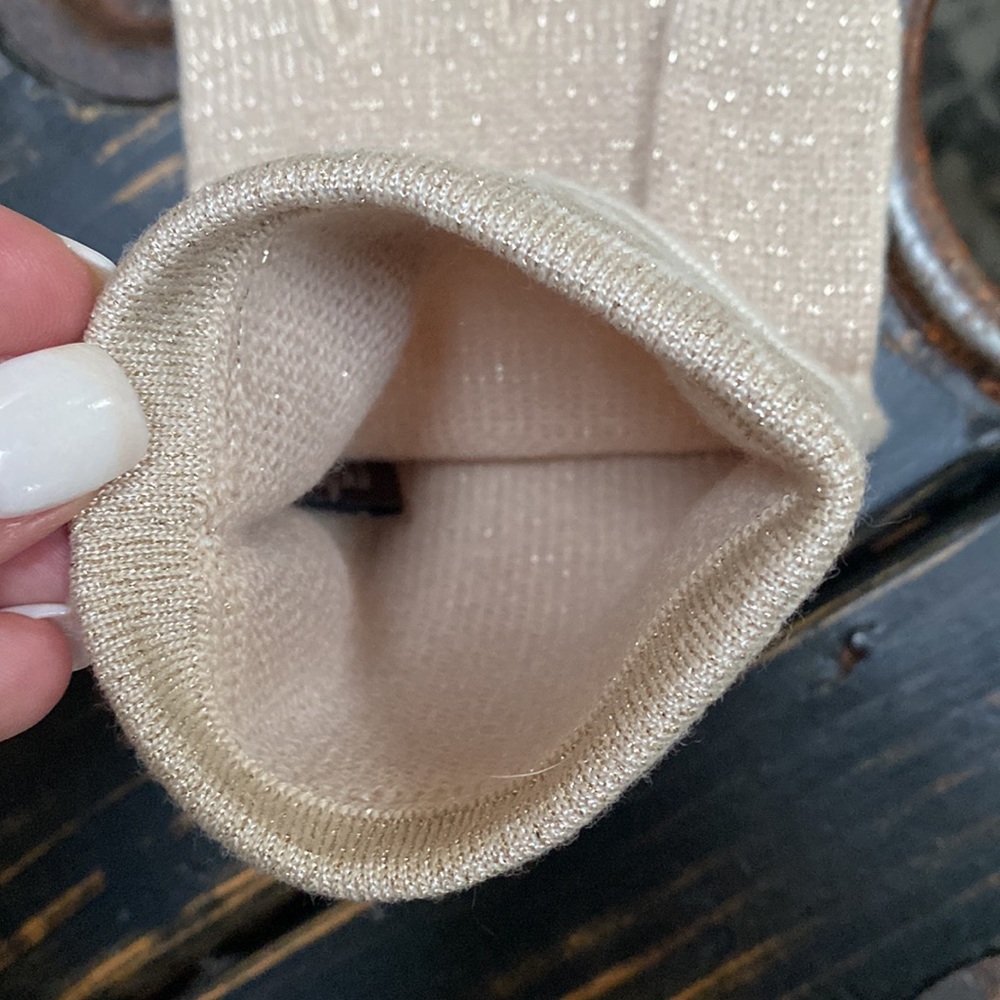 Coach Merino Wool Mittens in Gold & Cream - Picture 5 of 7